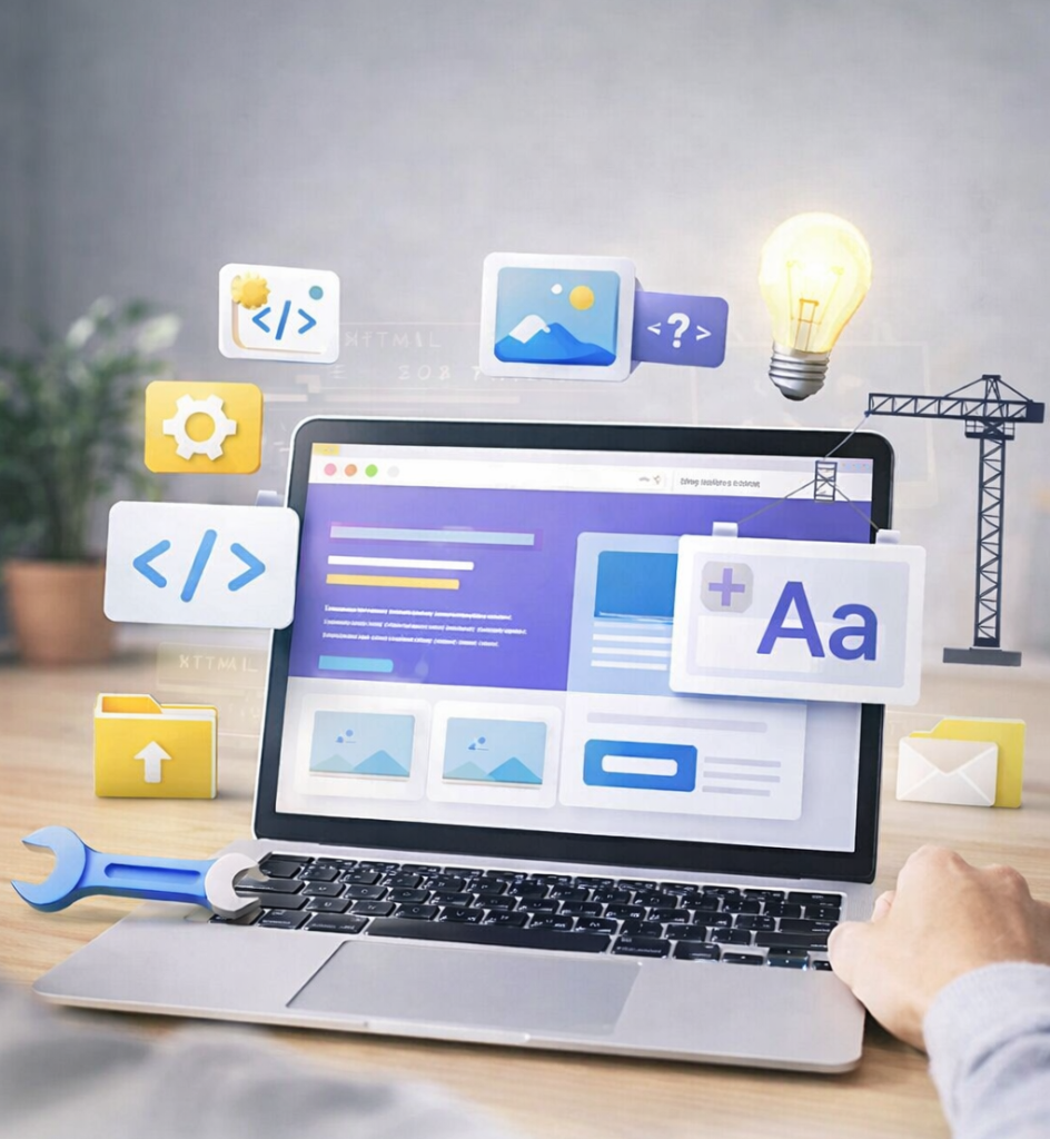 Persone al lavoro su laptop durante una riunione, per la progettazione di un sito web.